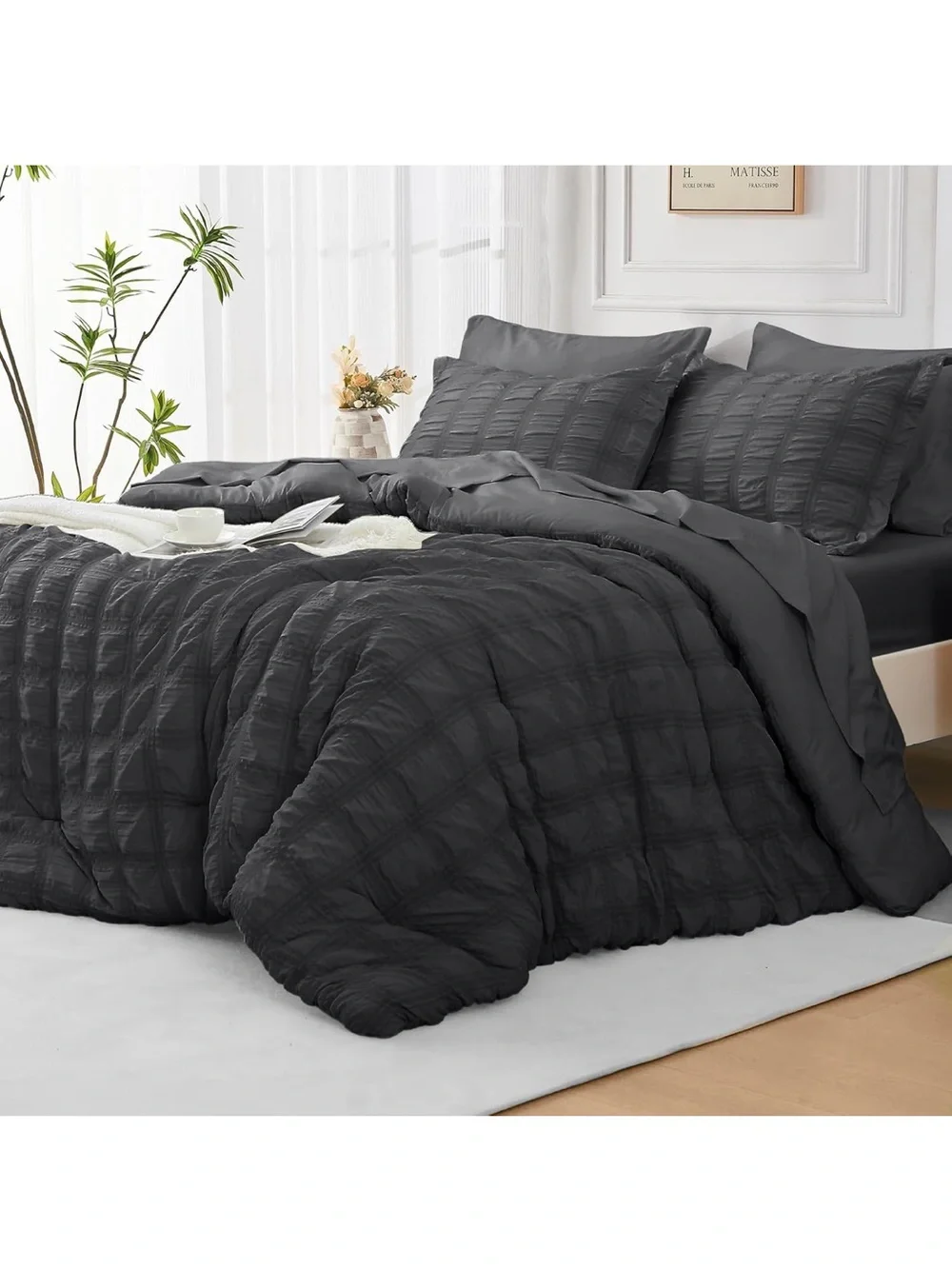 ⛱️7-Piece Seersucker Comforter & Bedding Set - Queen